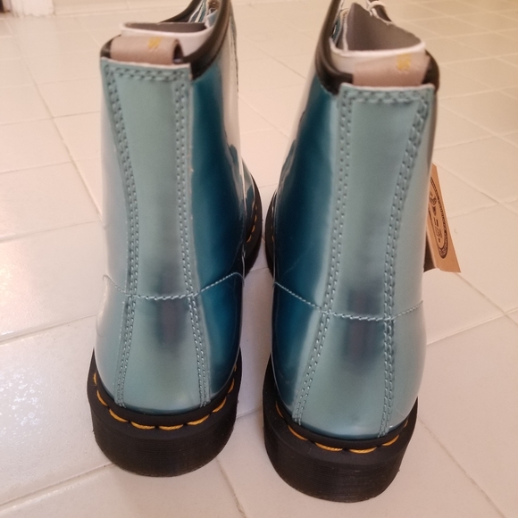 Doc Martens Vegan 1460 Goldmix Blue Combat Boots - Picture 4 of 8